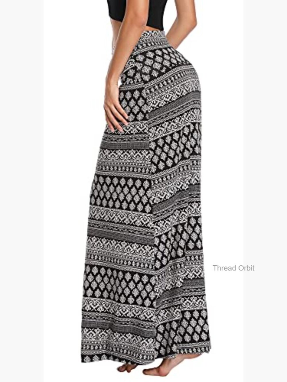 Spandex Fold-Over Flare Long Maxi Skirt - Picture 7 of 7